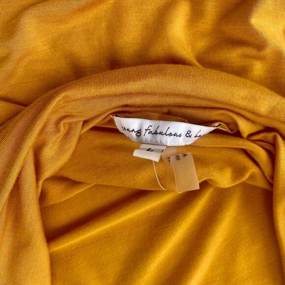 Young Fabulous & Broke Marigold Yellow Midi Drape Ruched Dress Backless Large - Picture 12 of 14